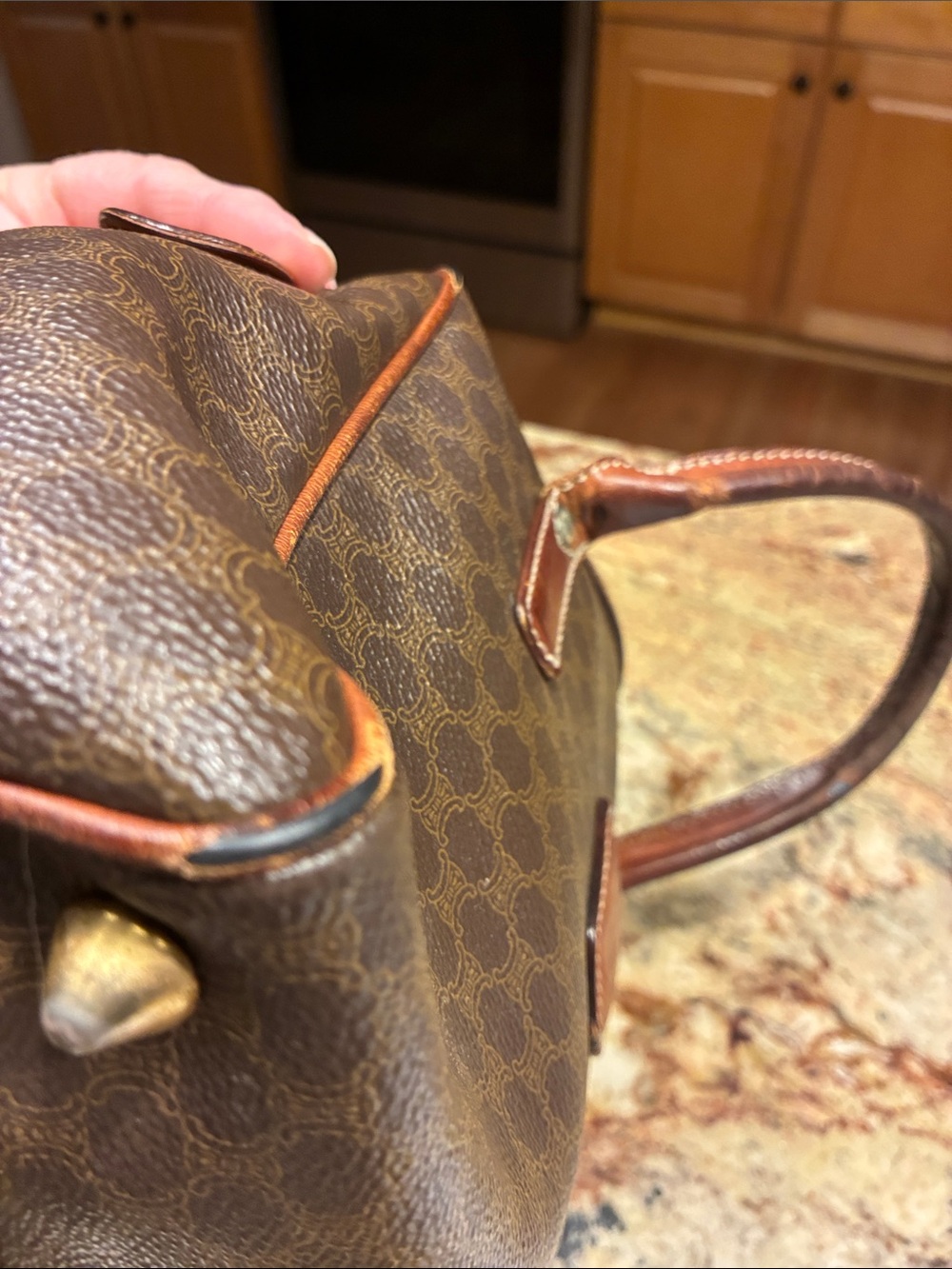 Celine Brown Monogram unisex Duffel with Tan Leather Trim - Picture 7 of 10